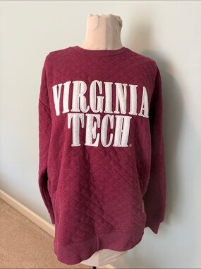 Pressbox Maroon Quilted Virginia Tech Crewneck Sweatshirt